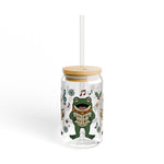 Retro Christmas Frogs Caroling Sipper Glass