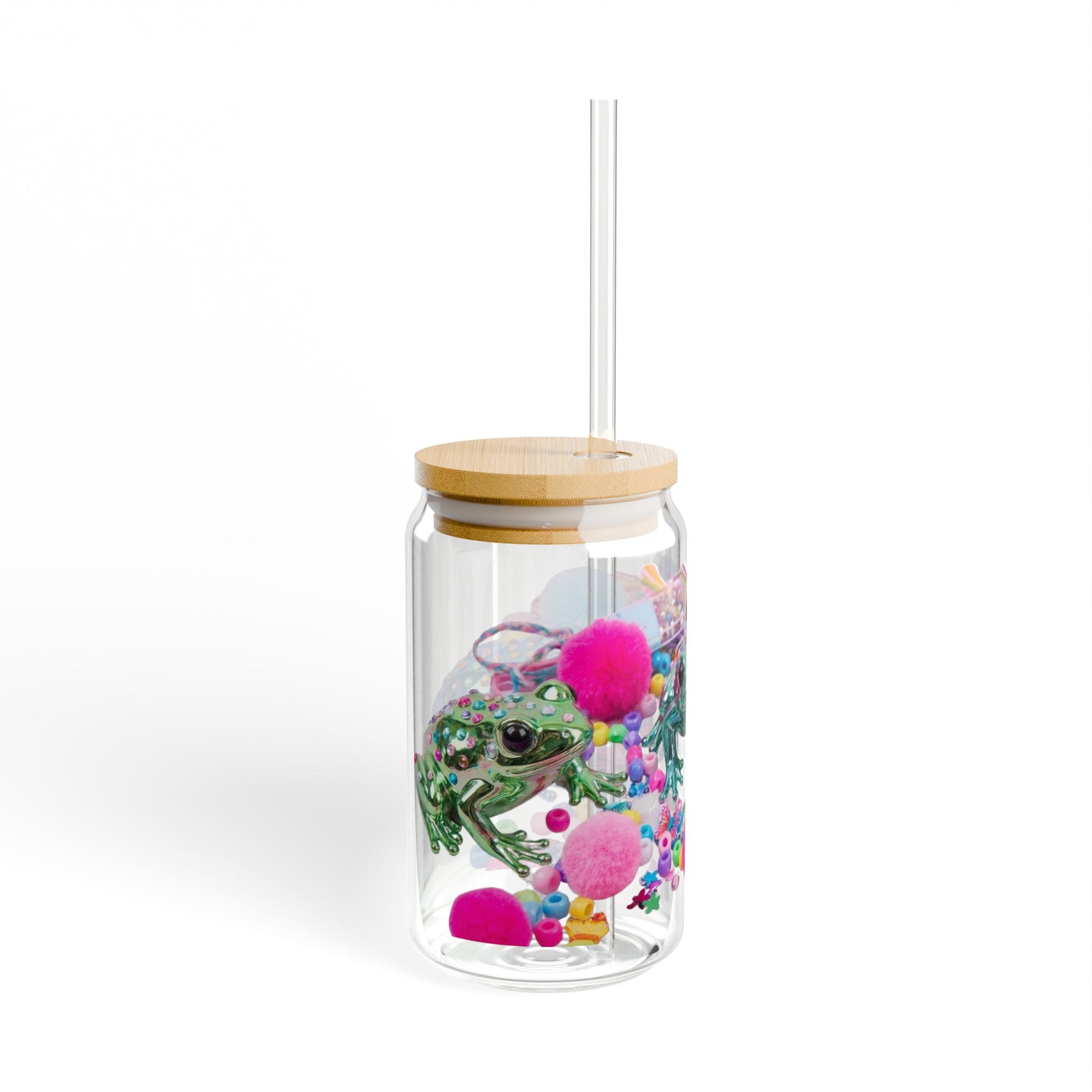 Y2K Frogs Sparkle Sipper Glass