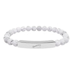 Engravable Natural Stone Bead Bar Bracelet — Personalized Stretch Gemstone Bracelet