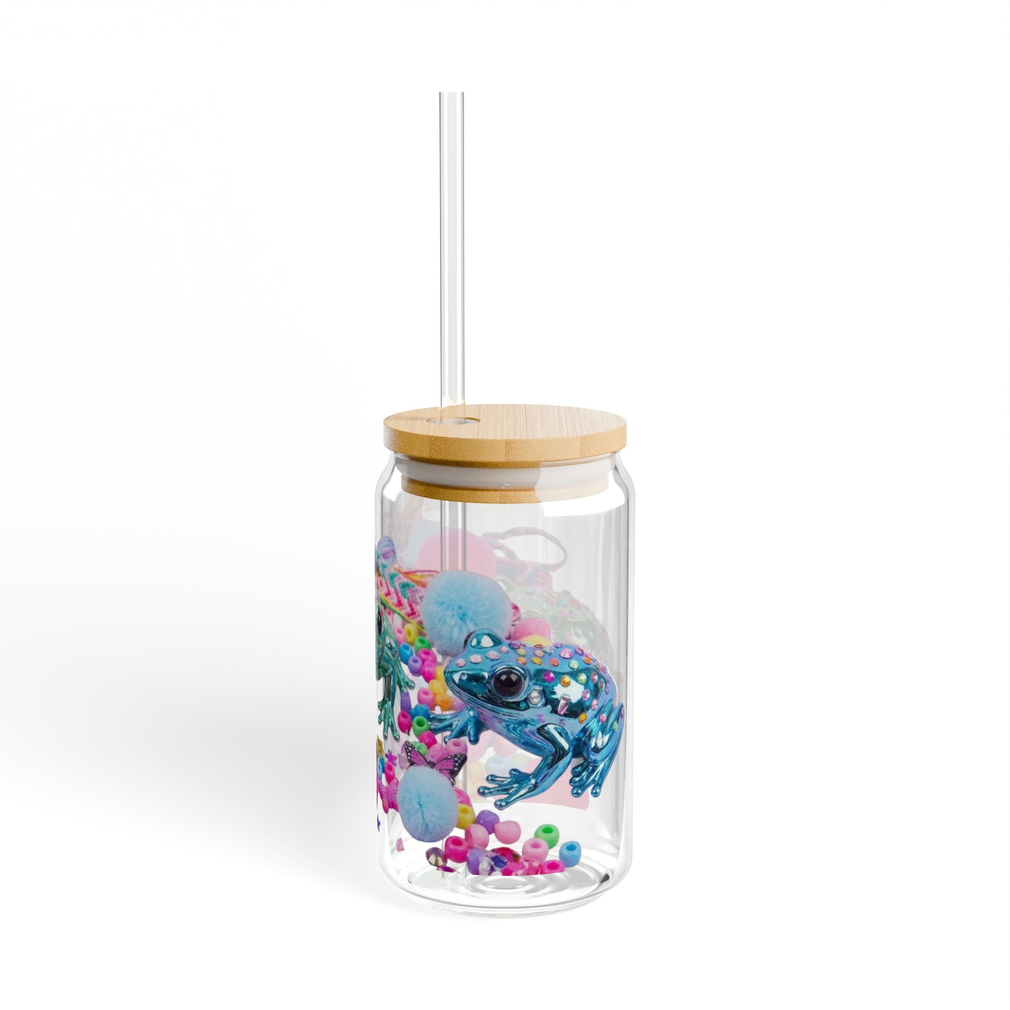 Y2K Frogs Sparkle Sipper Glass