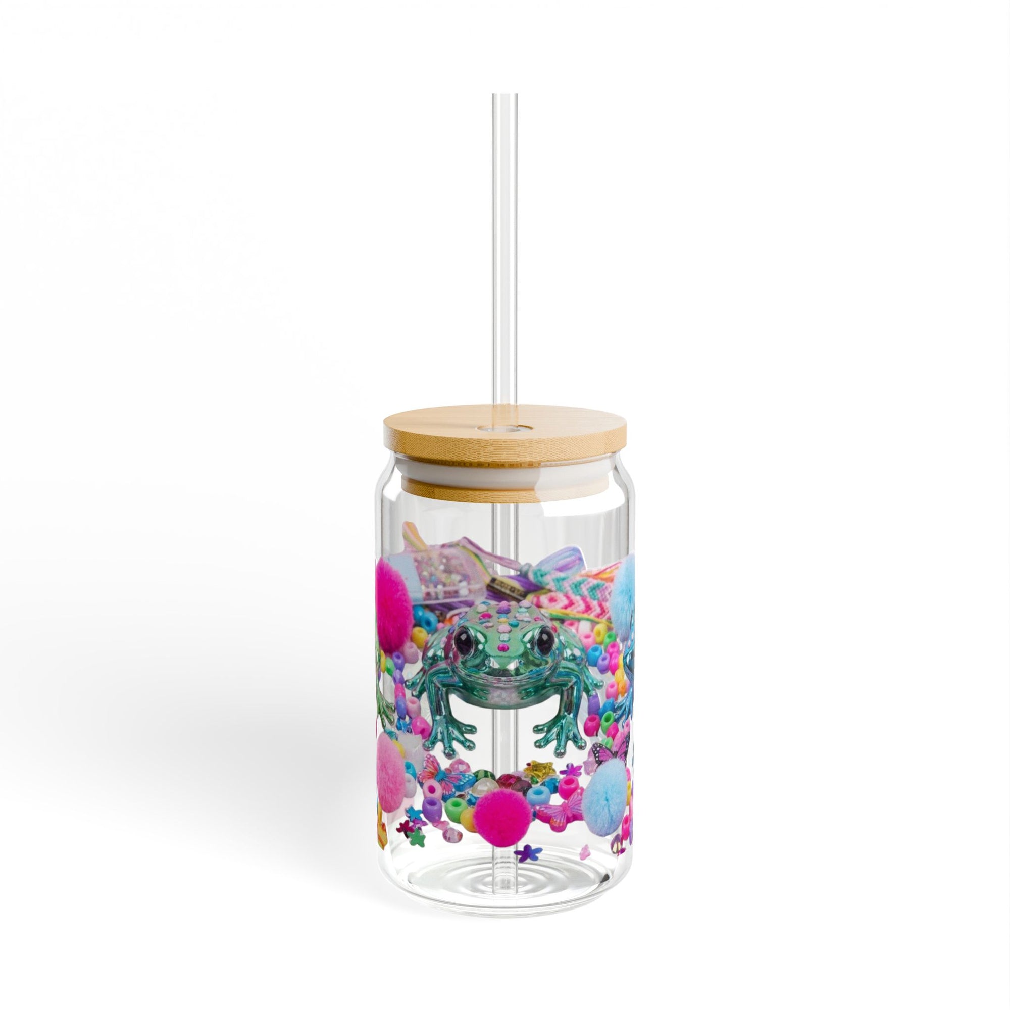 Y2K Frogs Sparkle Sipper Glass