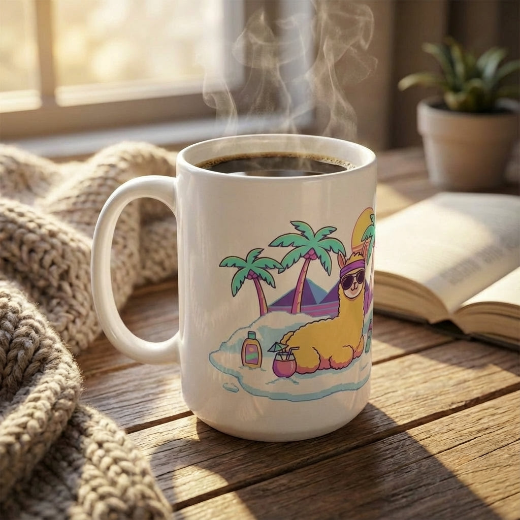 Après-Ski Alpacas - Sun-Soaked Shredders - 15oz Mug - Left Side Lifestyle