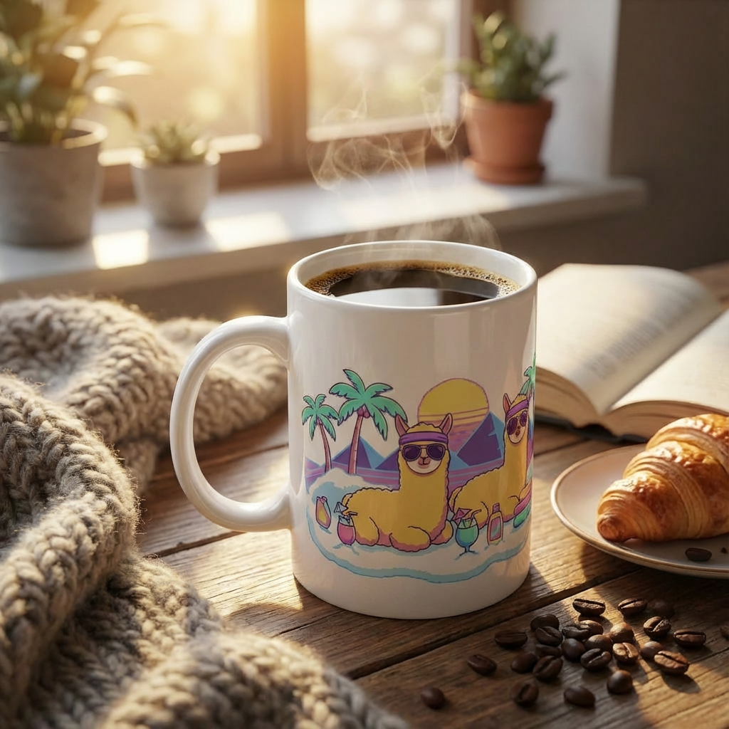 Après-Ski Alpacas - Sun-Soaked Shredders - 15oz Mug - Right Side Lifestyle