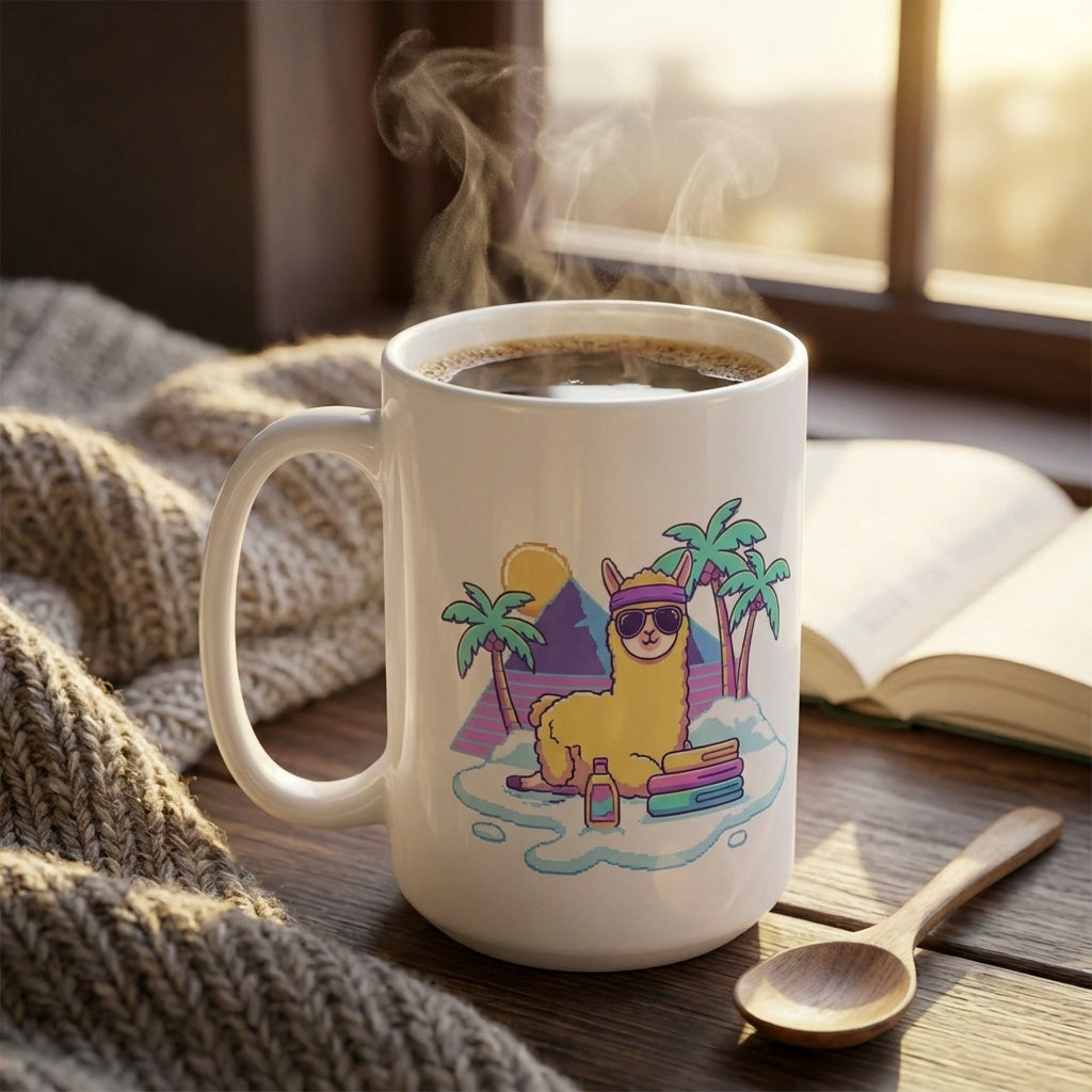 Après-Ski Alpacas - Sun-Soaked Shredders - 15oz Mug - Right Side Lifestyle