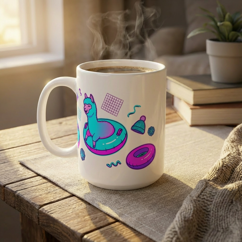 Après-Ski Alpacas - Totally Tubular - 15oz Mug - Right Side Lifestyle