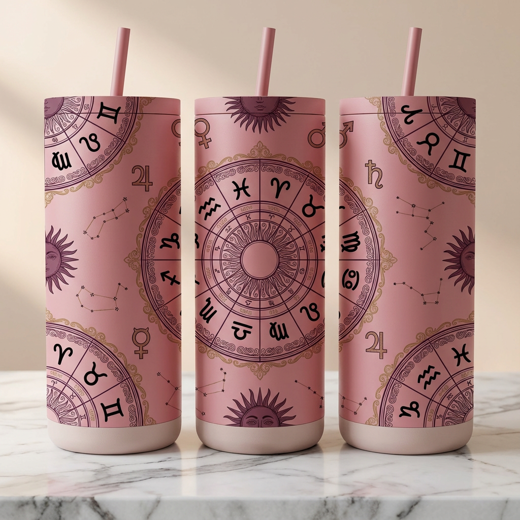 Gilded Birth Chart - Celestial Houses - 20oz / Candy Blush