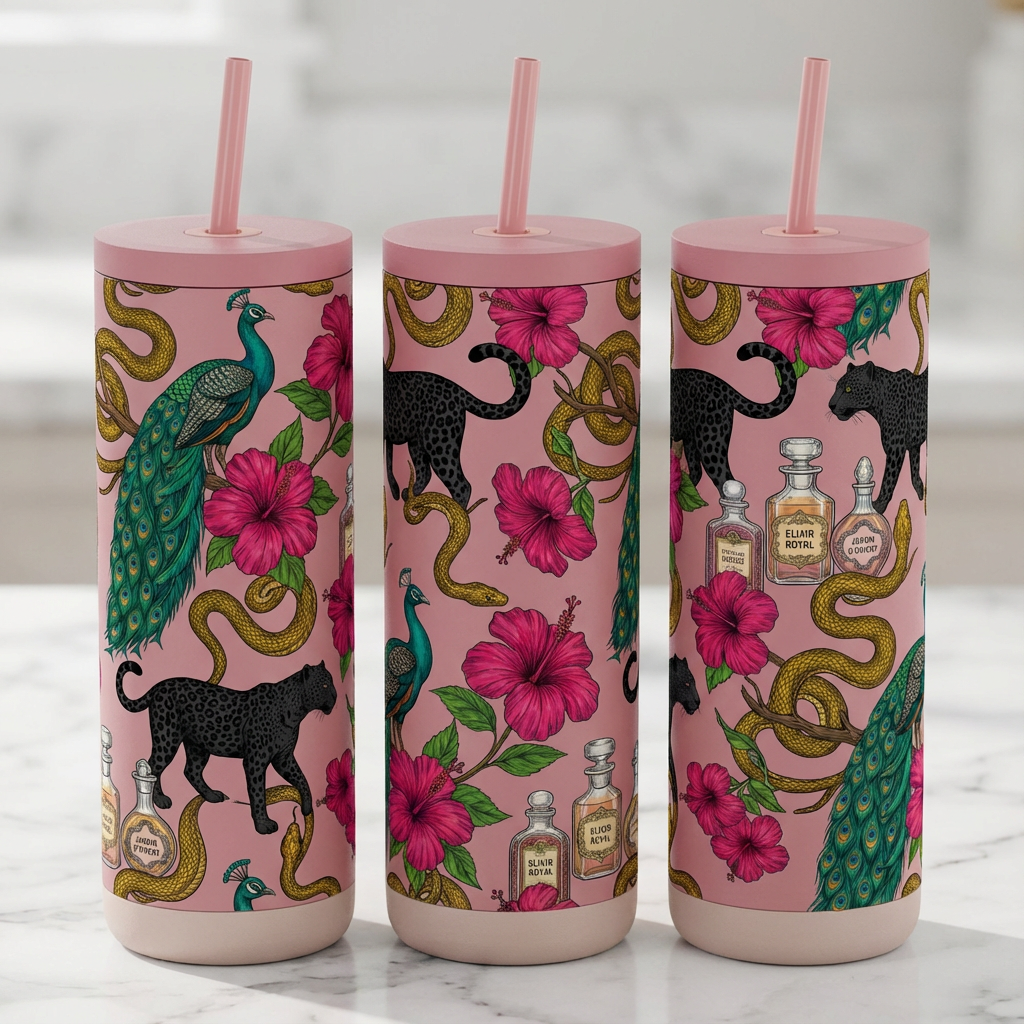 Roaring Flora & Fauna - Peacock & Perfume - 20oz / Candy Blush