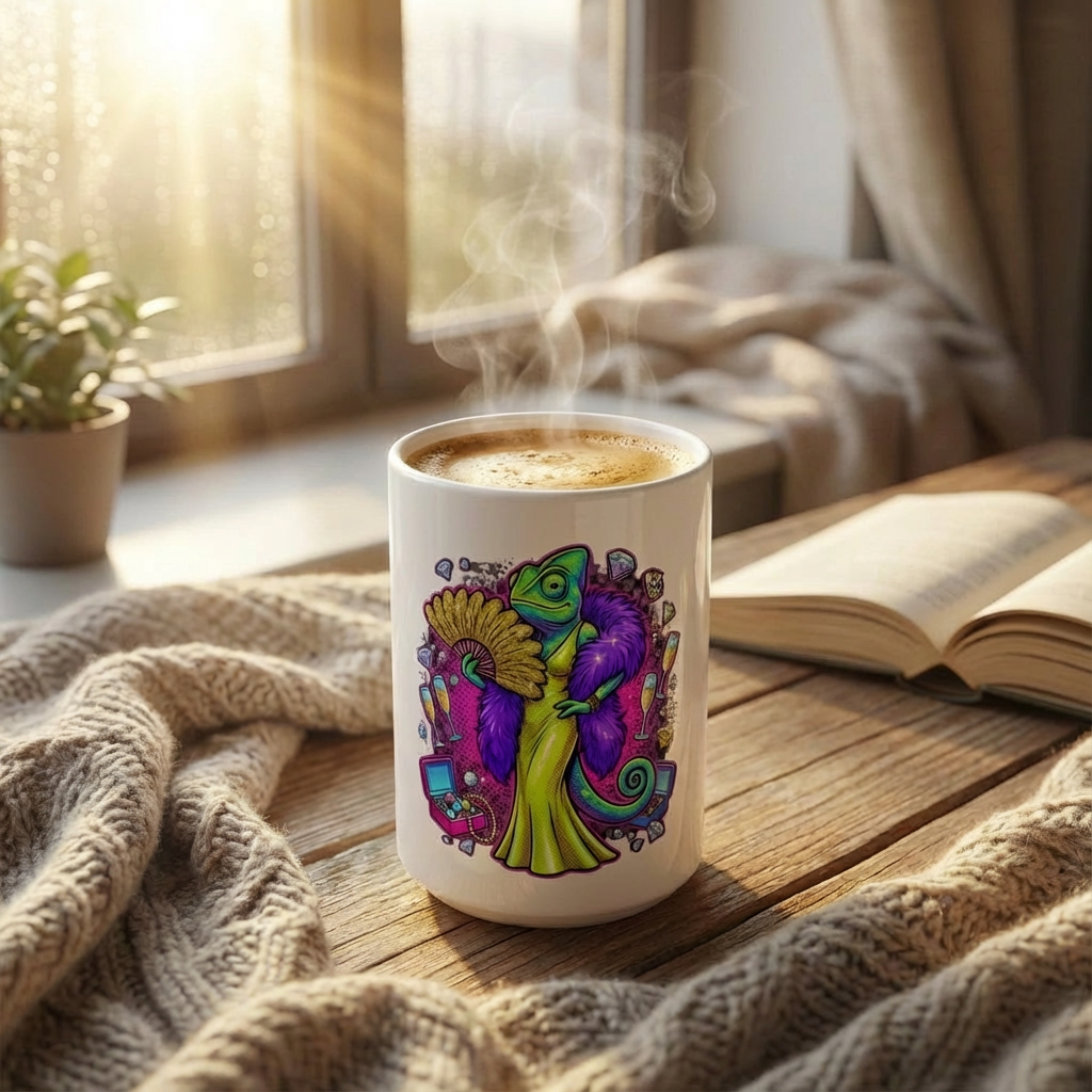 Drag Brunch Chameleons - Feather Fan Frenzy - 15oz Mug - Hero Lifestyle