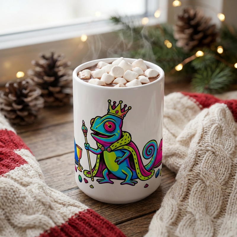 Drag Brunch Chameleons - The Chameleon's Crown - 15oz Mug with hot cocoa