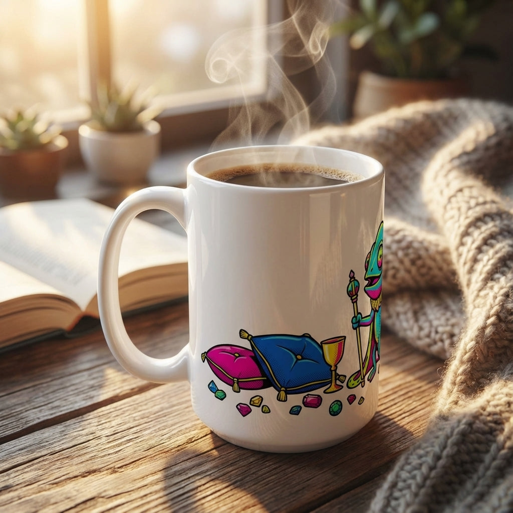 Drag Brunch Chameleons - The Chameleon's Crown - 15oz Mug - Right Side Lifestyle
