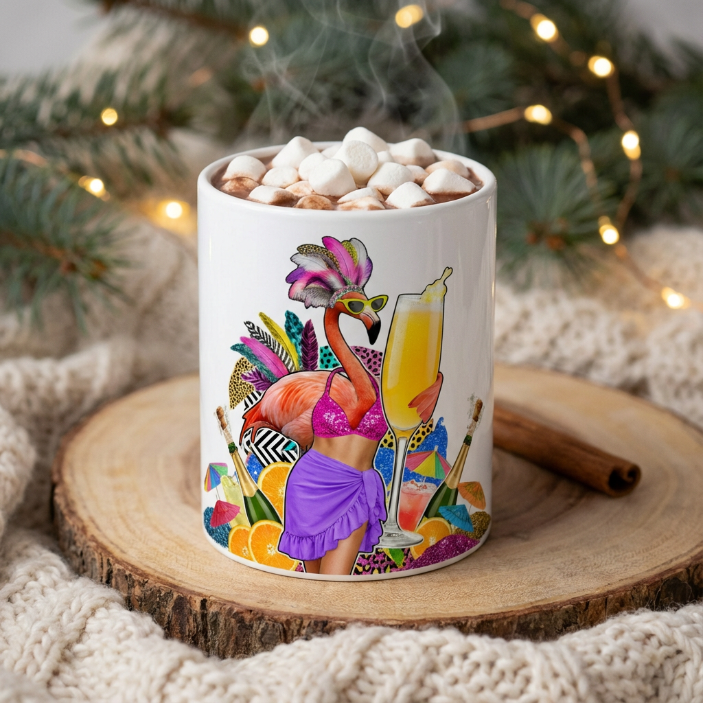 Drag Brunch Flamingos - Bottomless Brunch Babe - 15oz Mug - Hot Cocoa Lifestyle