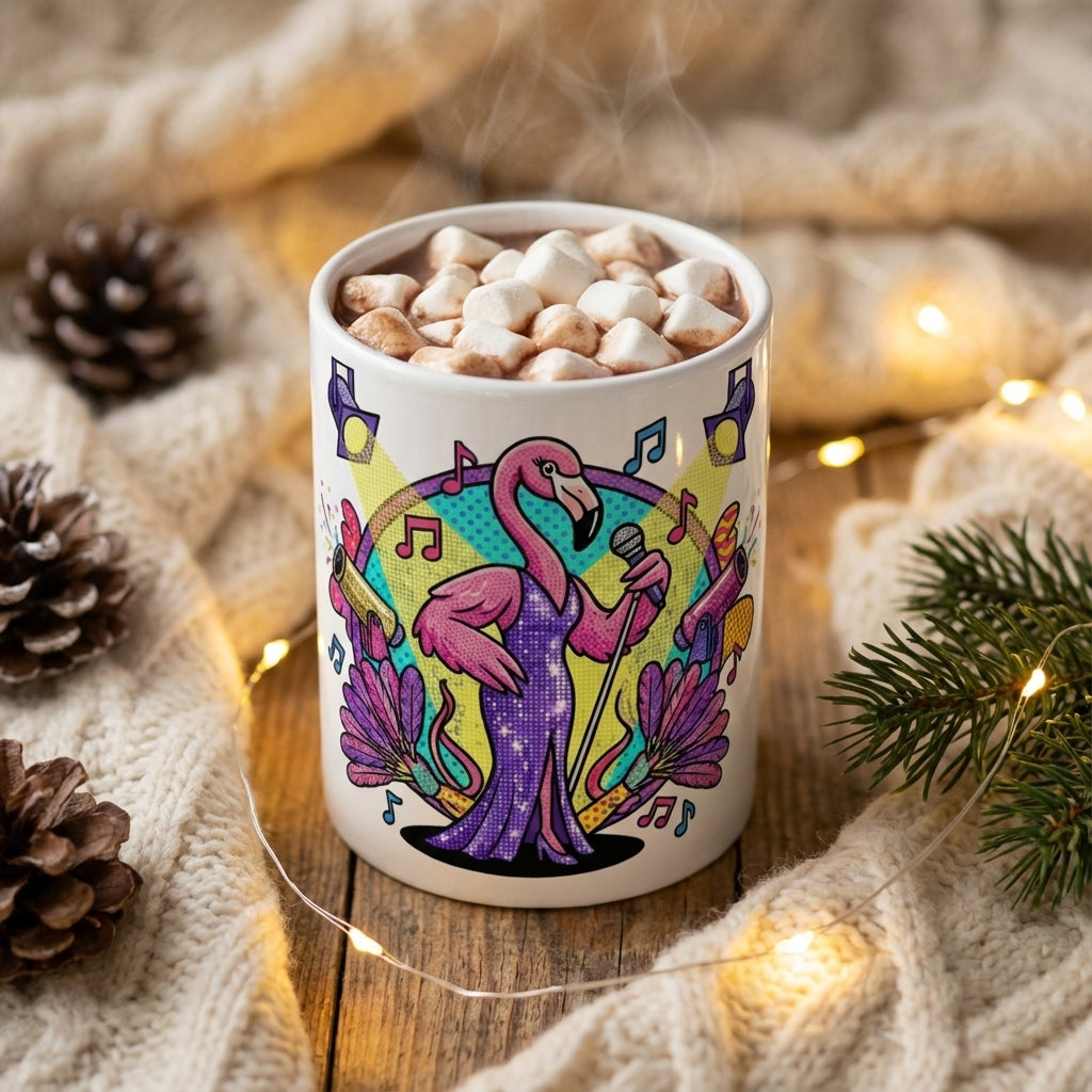 Drag Brunch Flamingos - Sequined Dreams - 15oz Mug - Hot Cocoa Lifestyle