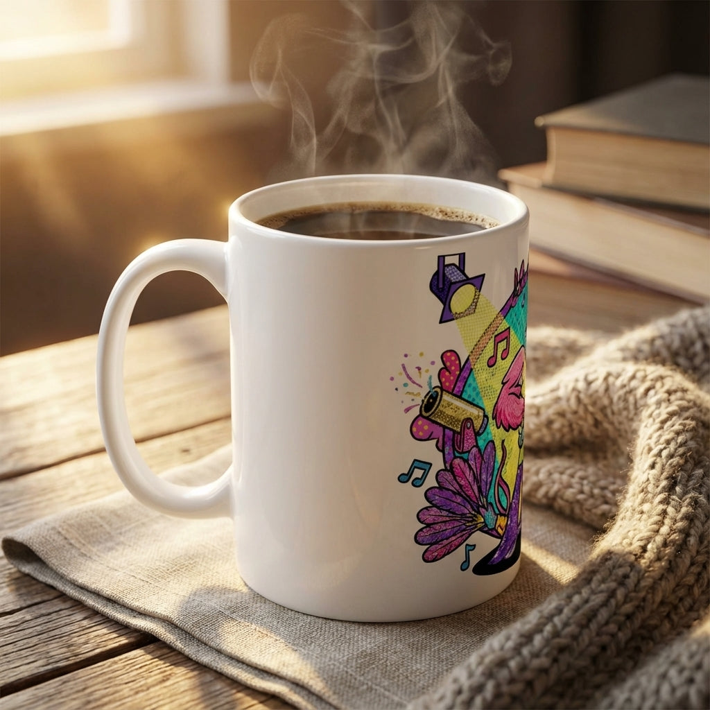 Drag Brunch Flamingos - Sequined Dreams - 15oz Mug - Right Side Lifestyle