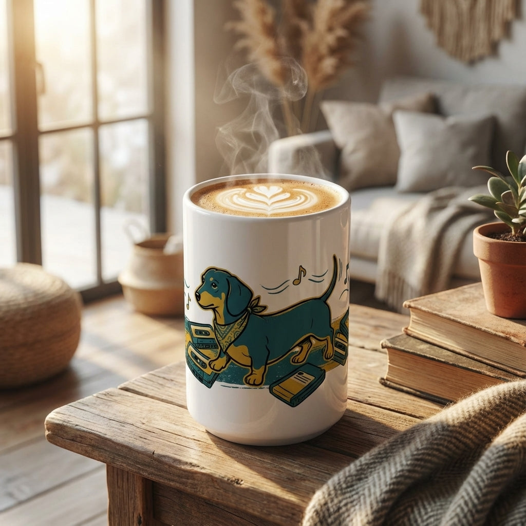Hi-Fi Hounds - Dachshund Discs 15oz Mug - Hero Lifestyle