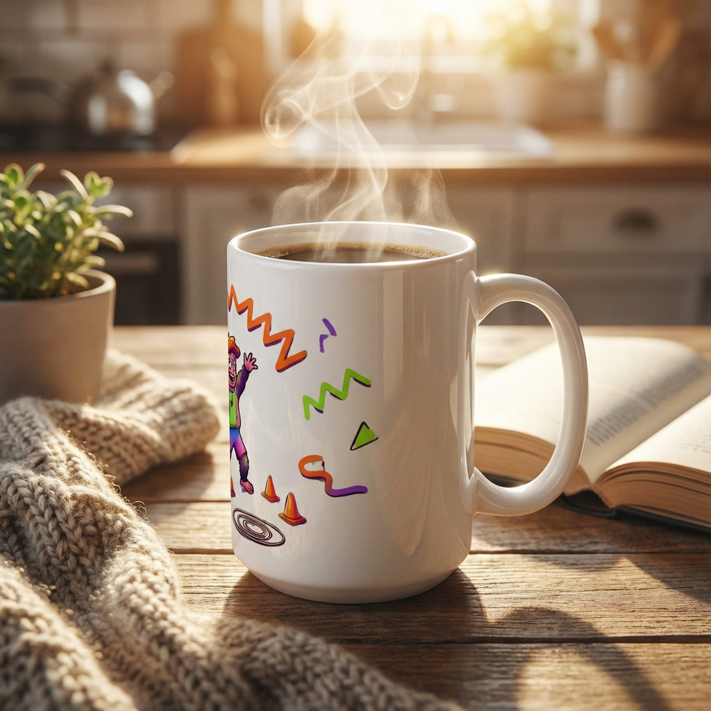 Neon Aerobics Possums - Possum Power Hour - 15oz Mug - Left Side Lifestyle