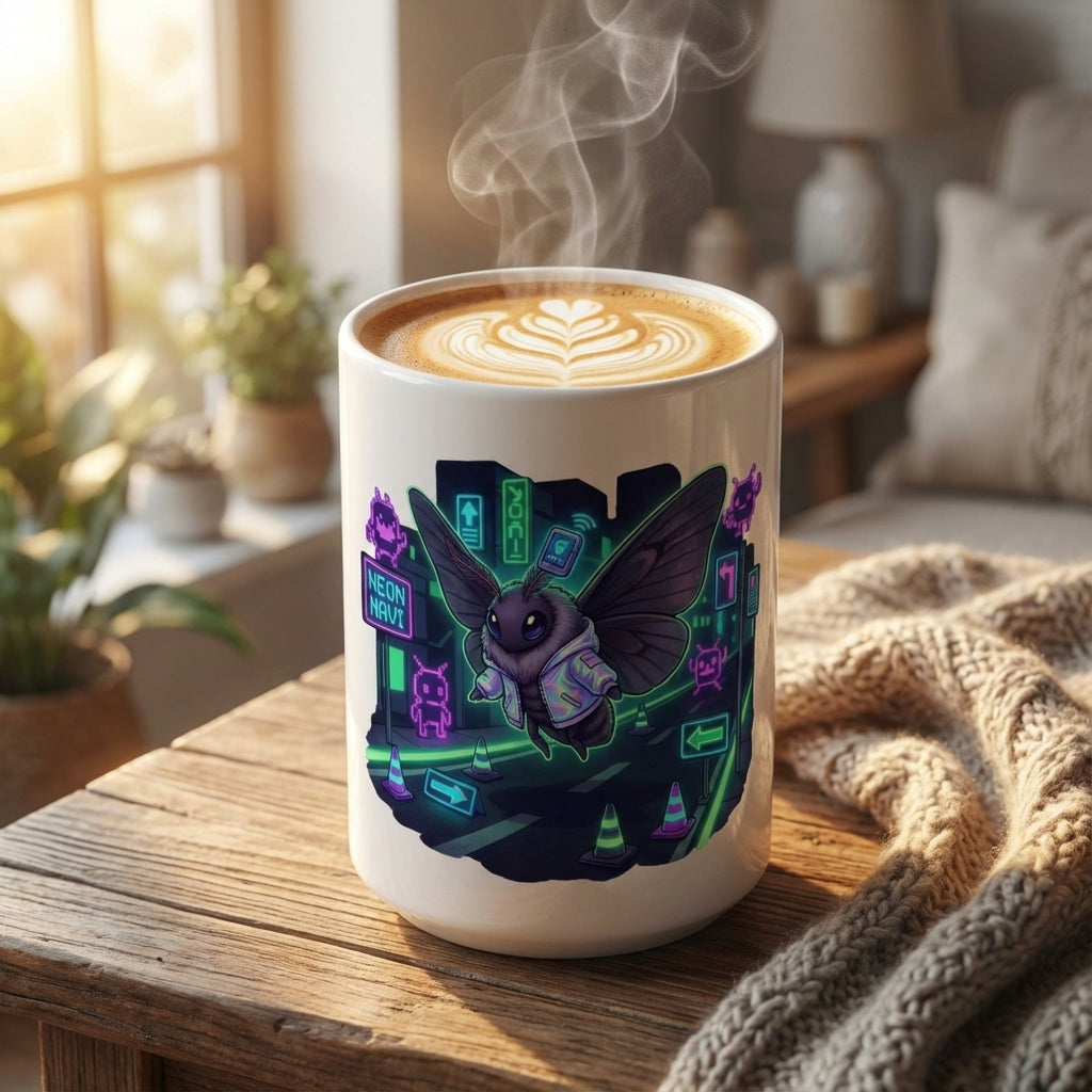 Neon Noodle Moths - Neon Navigation - 15oz Mug - Hero Lifestyle