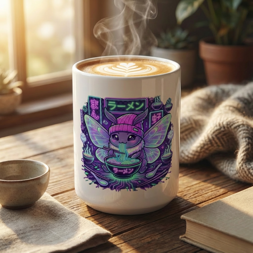 Neon Noodle Moths - Ramen Revelry - 15oz Mug - Hero Lifestyle