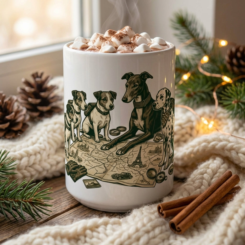 Pit Stop Pups - Alpine Rally Map 15oz Mug - Hot Cocoa Lifestyle