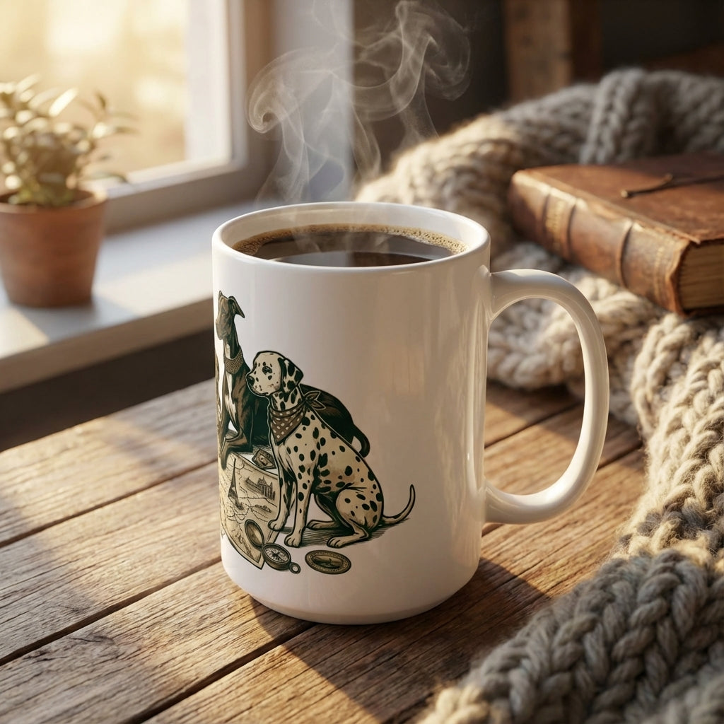 Pit Stop Pups - Alpine Rally Map 15oz Mug - Left Side Lifestyle