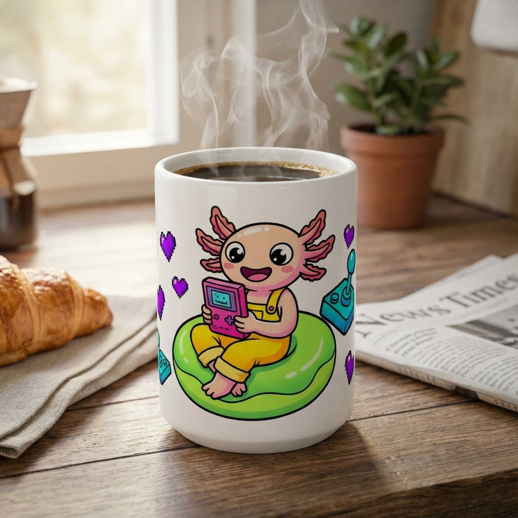 Pool Party Axolotls - Axolotl Arcade Fun - 15oz Mug - Coffee Lifestyle