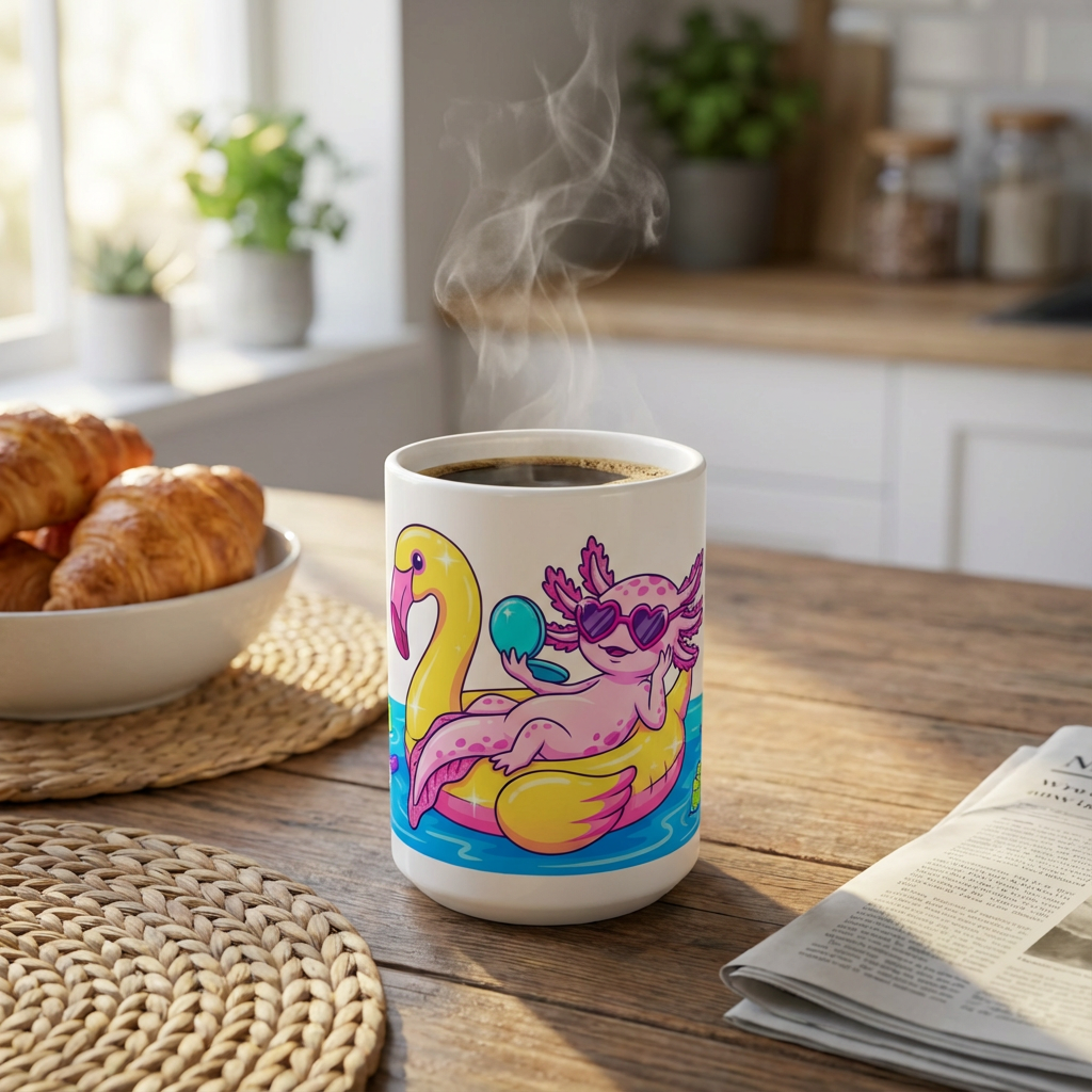 Pool Party Axolotls - Axolotl Glam Time - 15oz Mug - Coffee Lifestyle