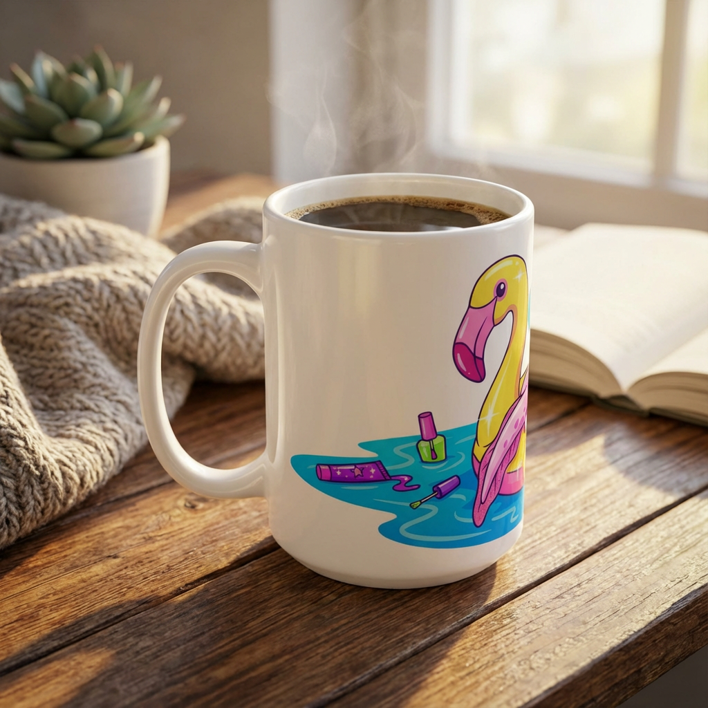 Pool Party Axolotls - Axolotl Glam Time - 15oz Mug - Right Side Lifestyle