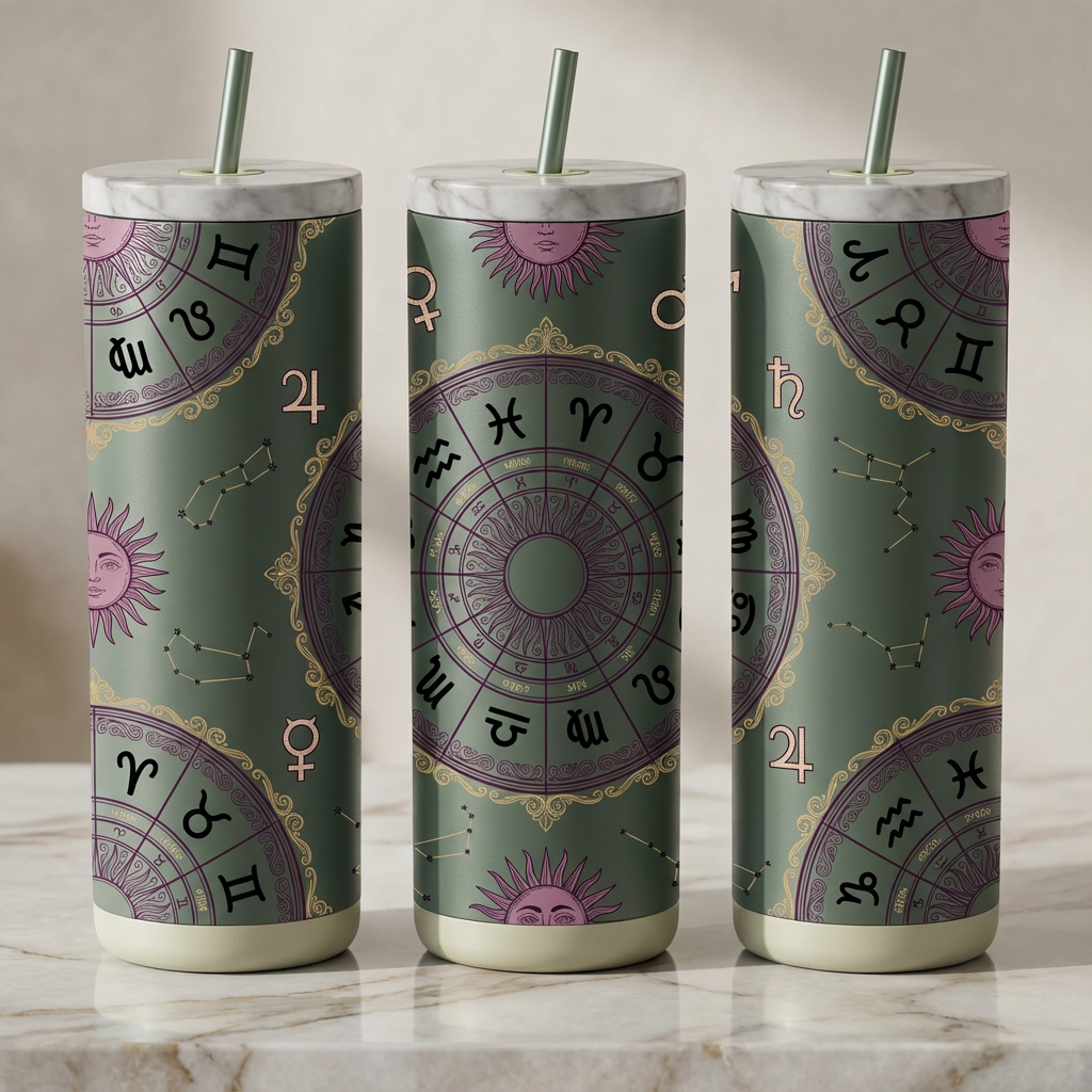 Gilded Birth Chart - Celestial Houses - 20oz / Sage Brush