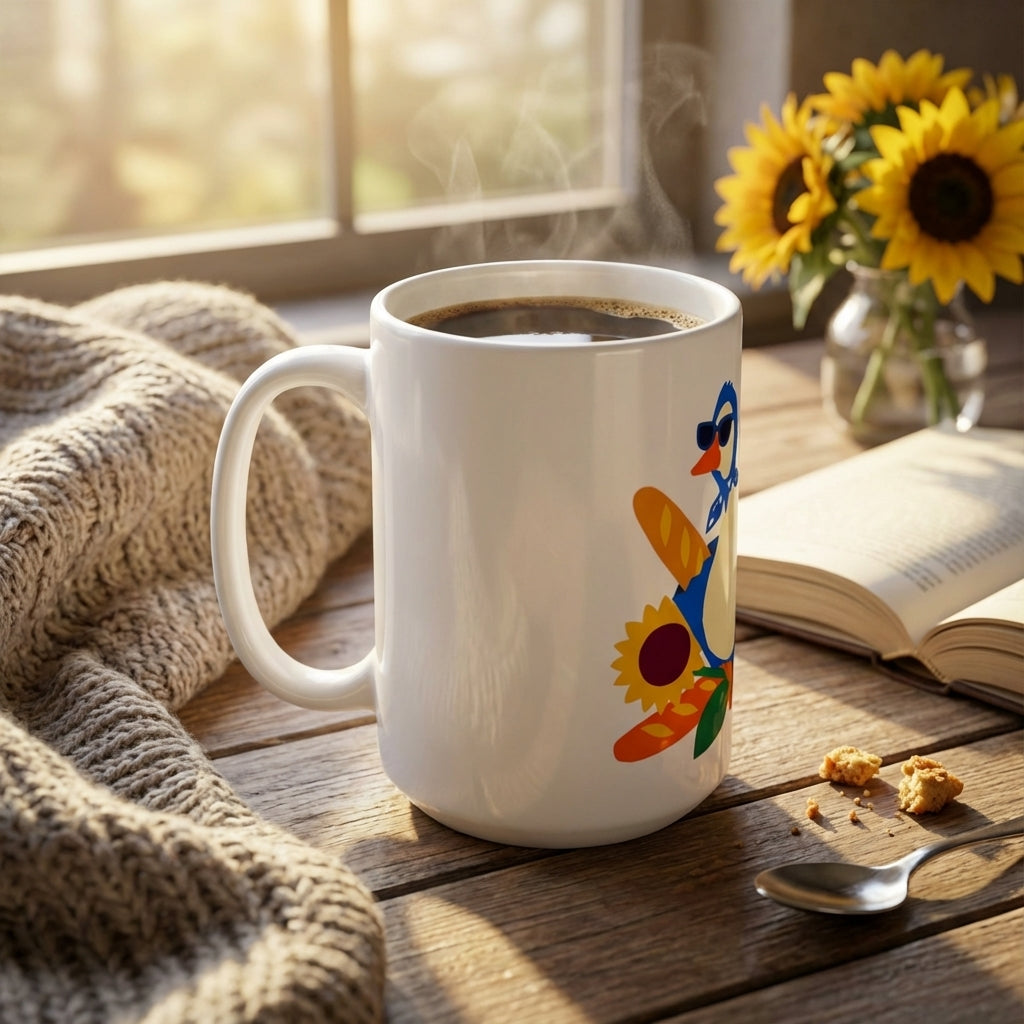 Silly Goose Social - Goose in Gingham - 15oz Mug - Right Side Lifestyle