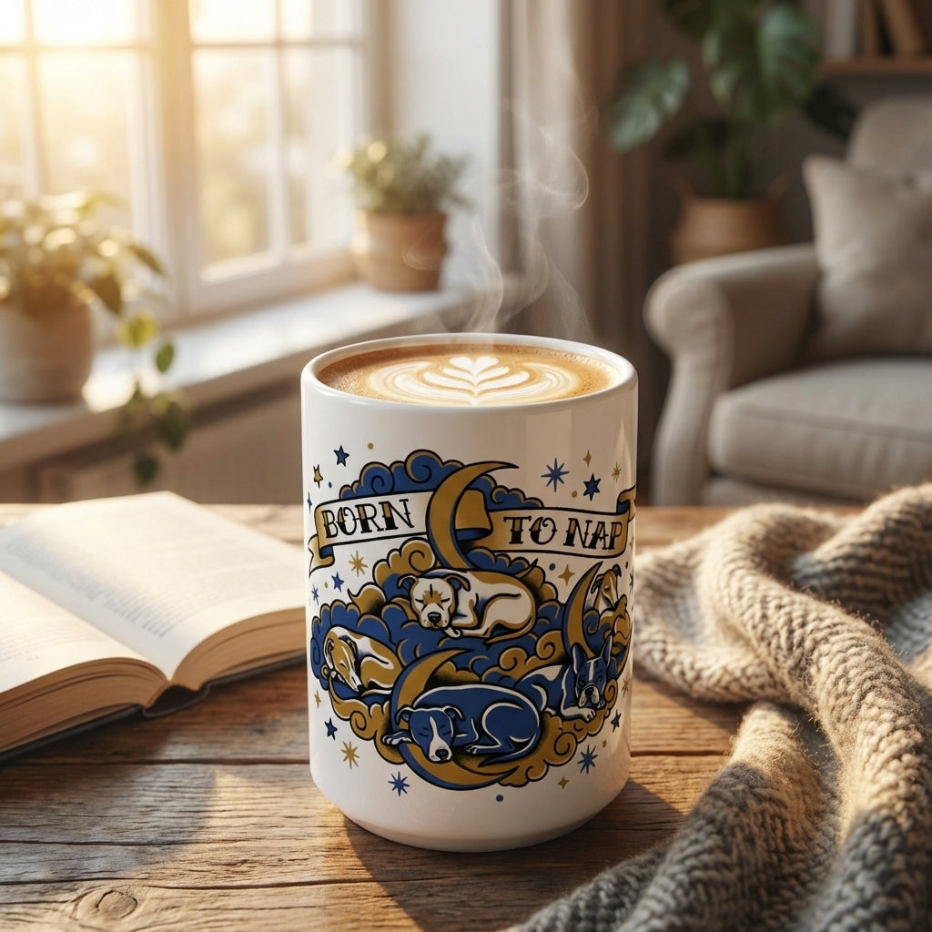 Tattoo Flash Pups - Born to Nap 15oz Mug - Hero Lifestyle