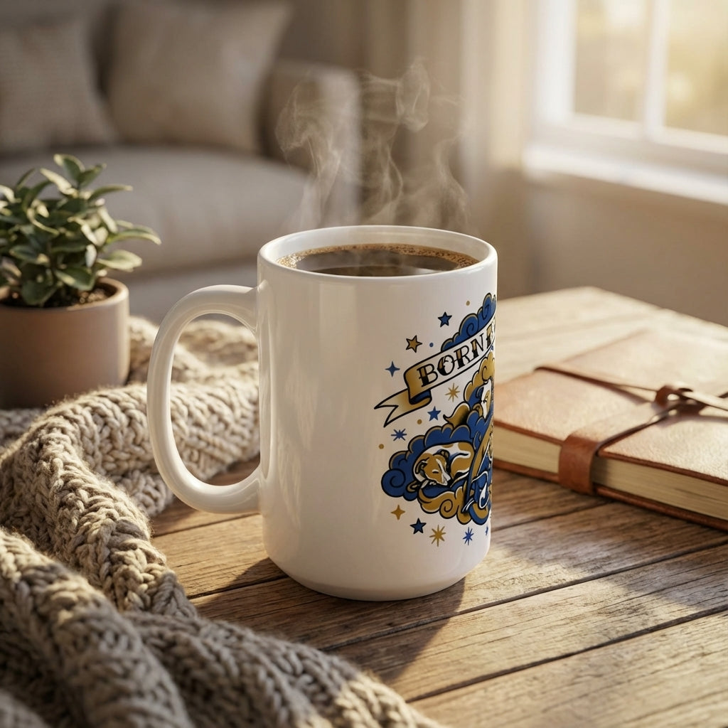 Tattoo Flash Pups - Born to Nap 15oz Mug - Right Side Lifestyle