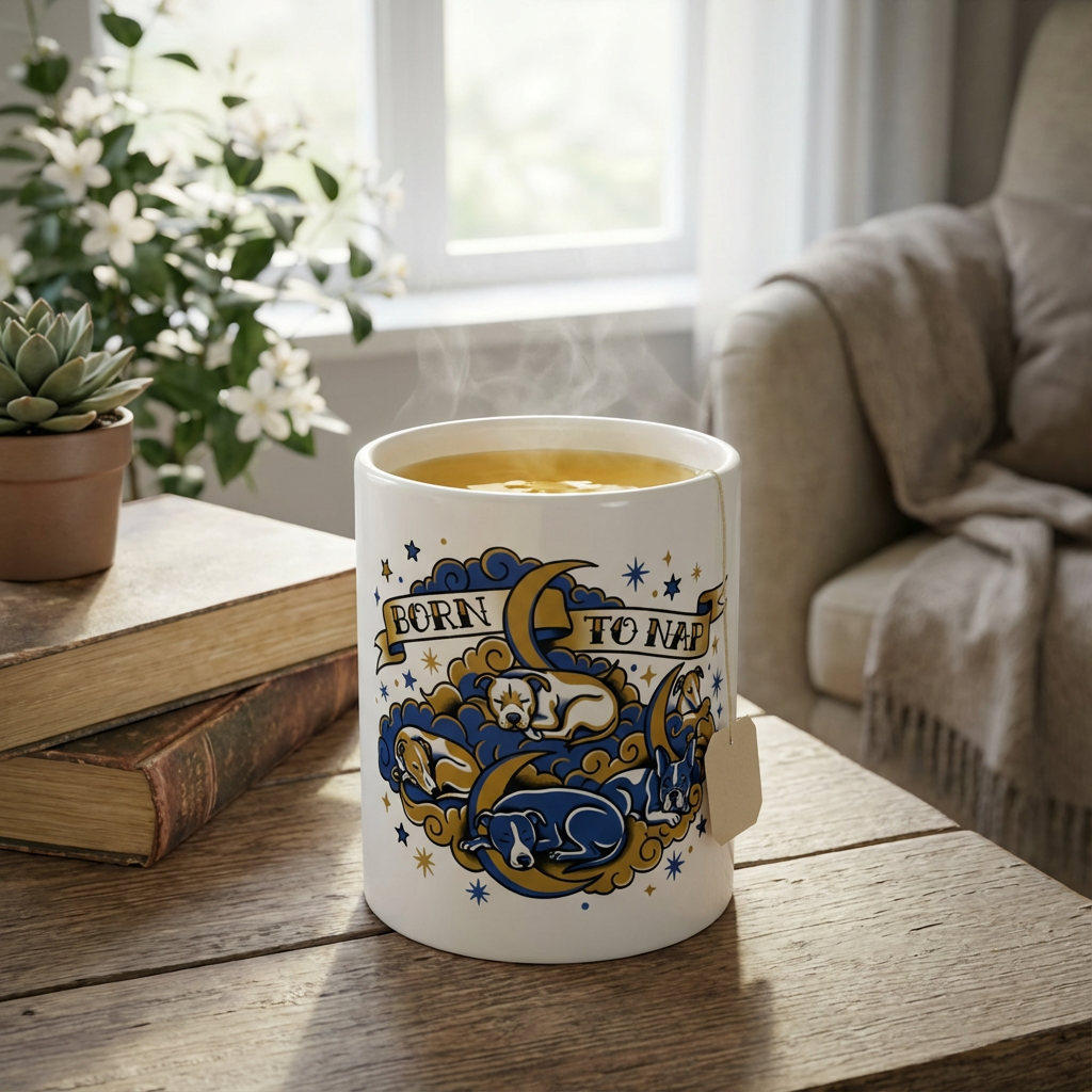 Tattoo Flash Pups - Born to Nap 15oz Mug - Tea Lifestyle