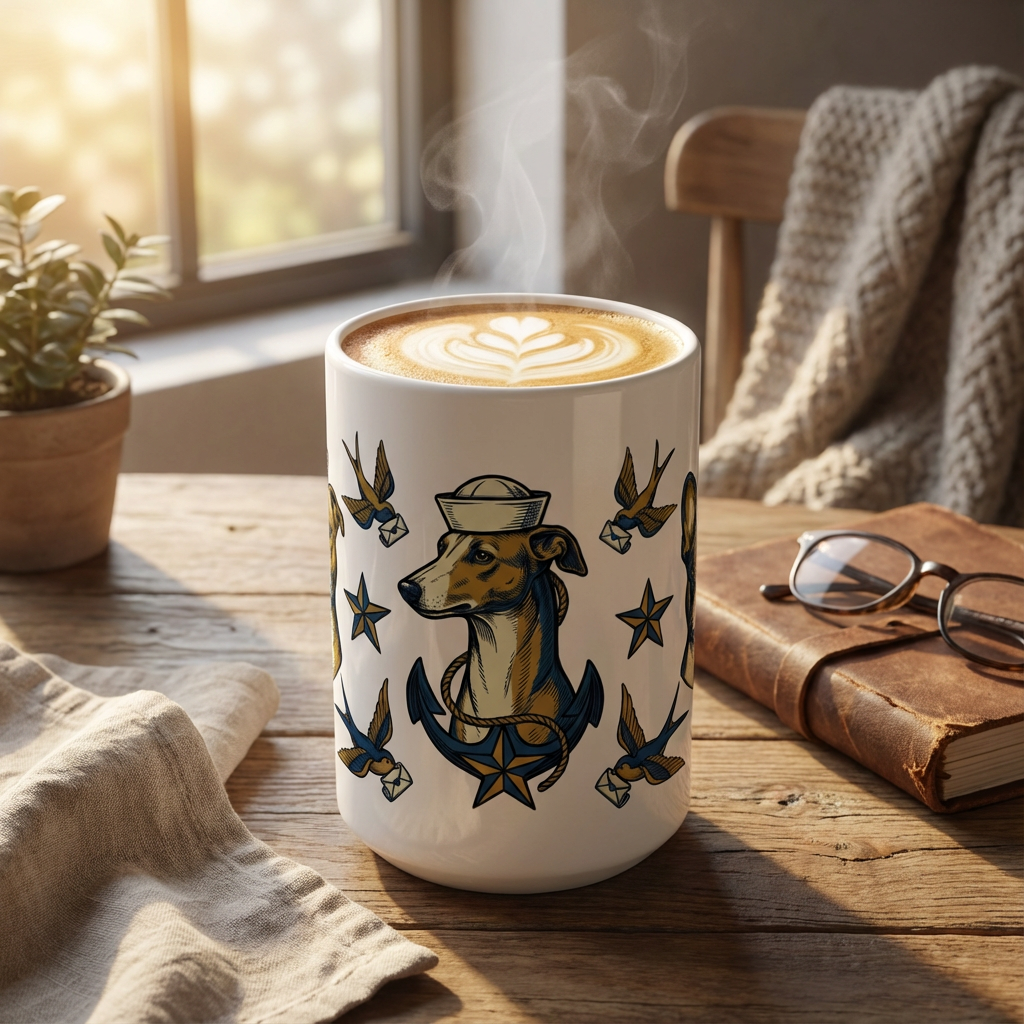 Tattoo Flash Pups - Sailor Pups 15oz Mug - Hero Lifestyle