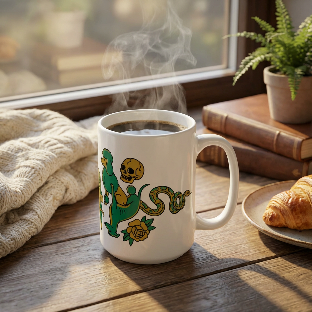 Tattoo Parlor Pups - Loyal to the Bone 15oz Mug - Left Side Lifestyle