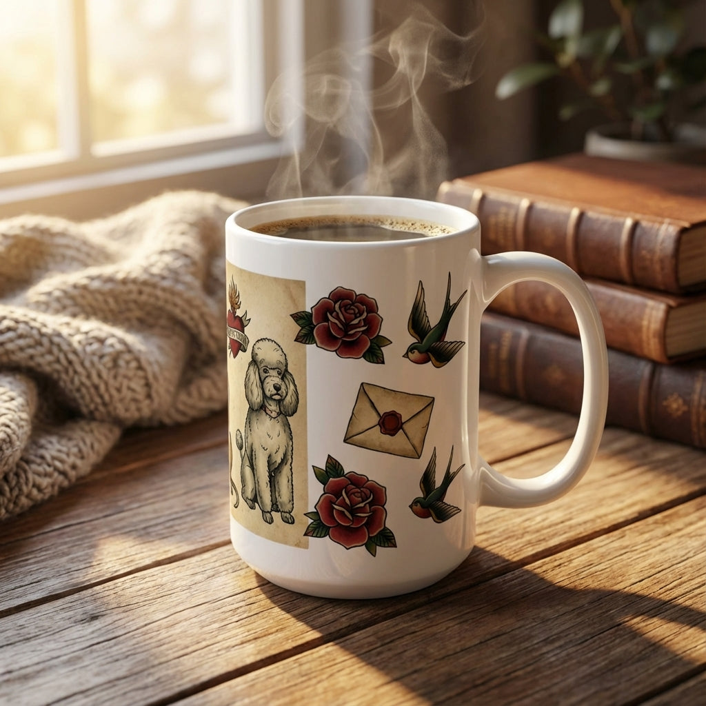 Tattoo Parlor Pups - True Love Tails 15oz Mug - Left Side Lifestyle