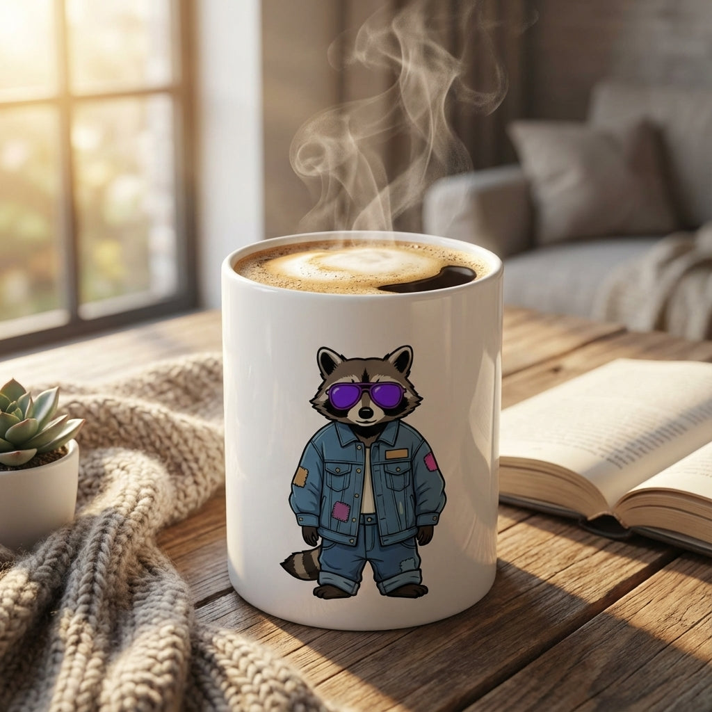 Thrift Haul Raccoons - Denim Tuxedo - 15oz Mug - Hero Lifestyle