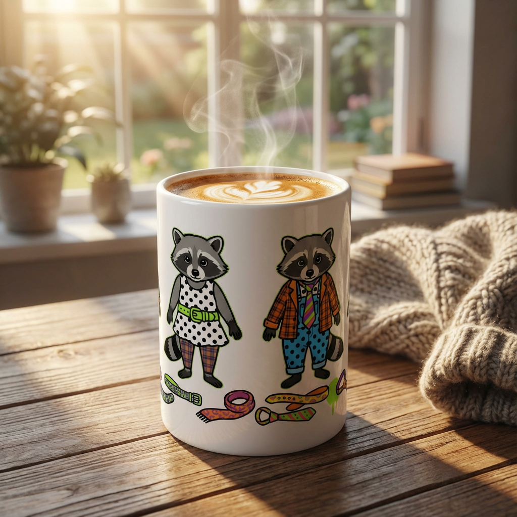 Thrift Haul Raccoons - Pattern Clash - 15oz Mug - Hero Lifestyle