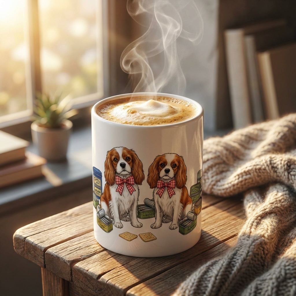 Tinned Fish Pups - Gingham Spaniel Picnic 15oz Mug - Hero Lifestyle