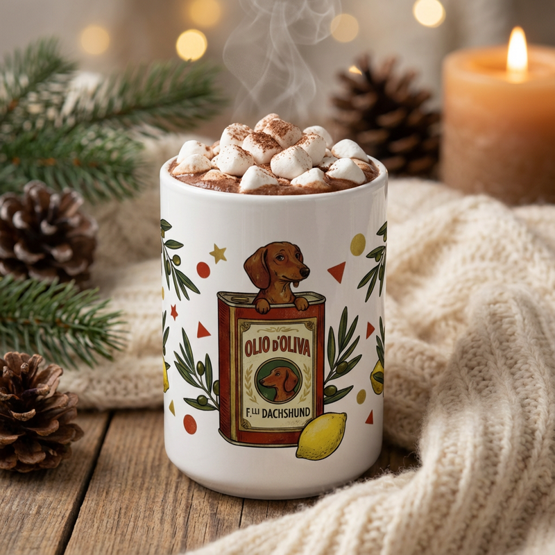 Tinned Fish Pups - Olive Oil Bath Pups 15oz Mug with hot cocoa