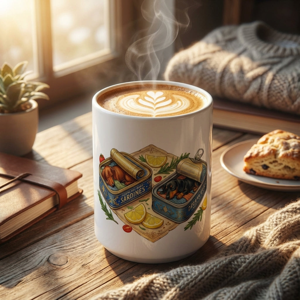 Tinned Fish Pups - Sleepy Sardine Dachshunds 15oz Mug - Hero Lifestyle