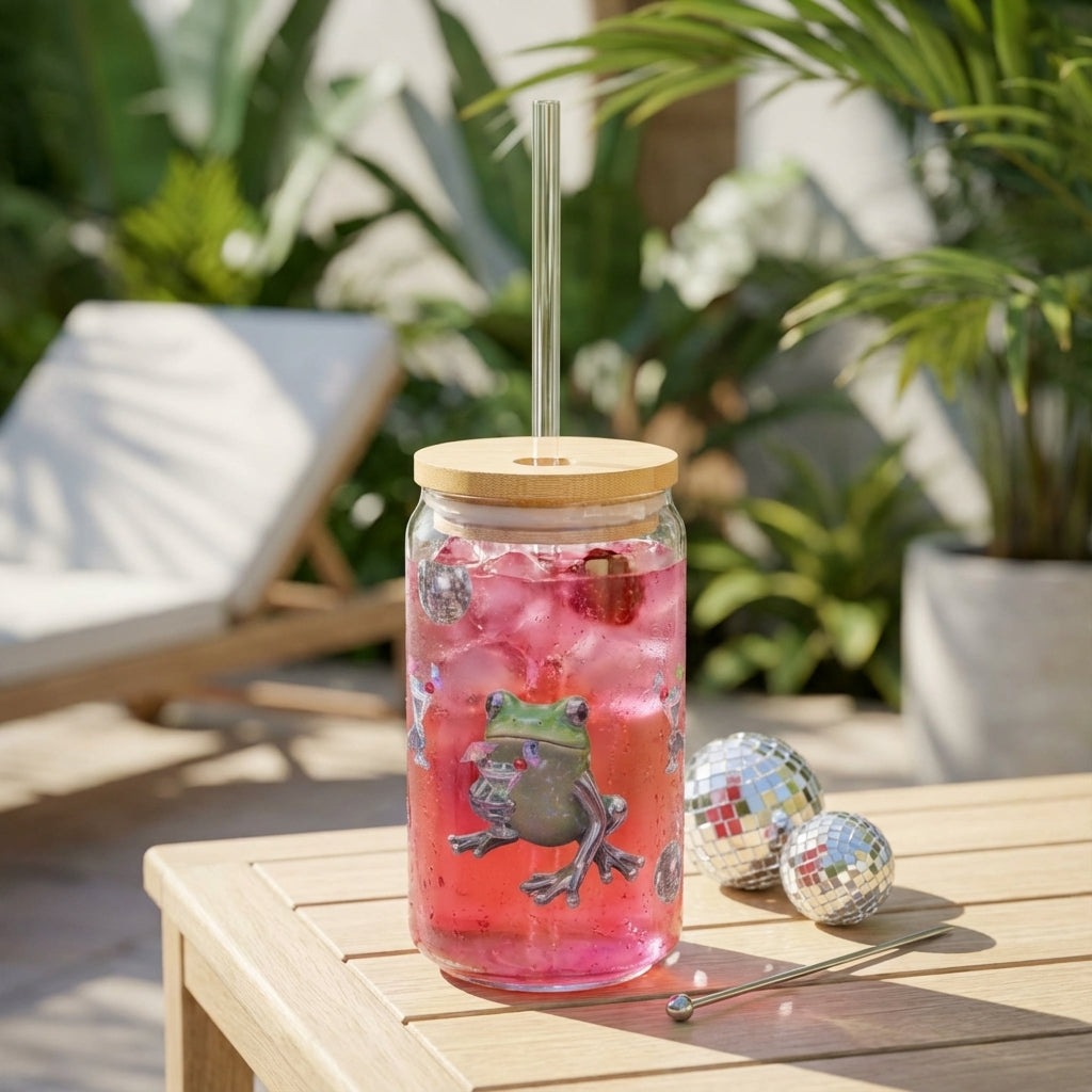 AI Generated Lifestyle Image - Y2K Frogs Party Sipper Glass