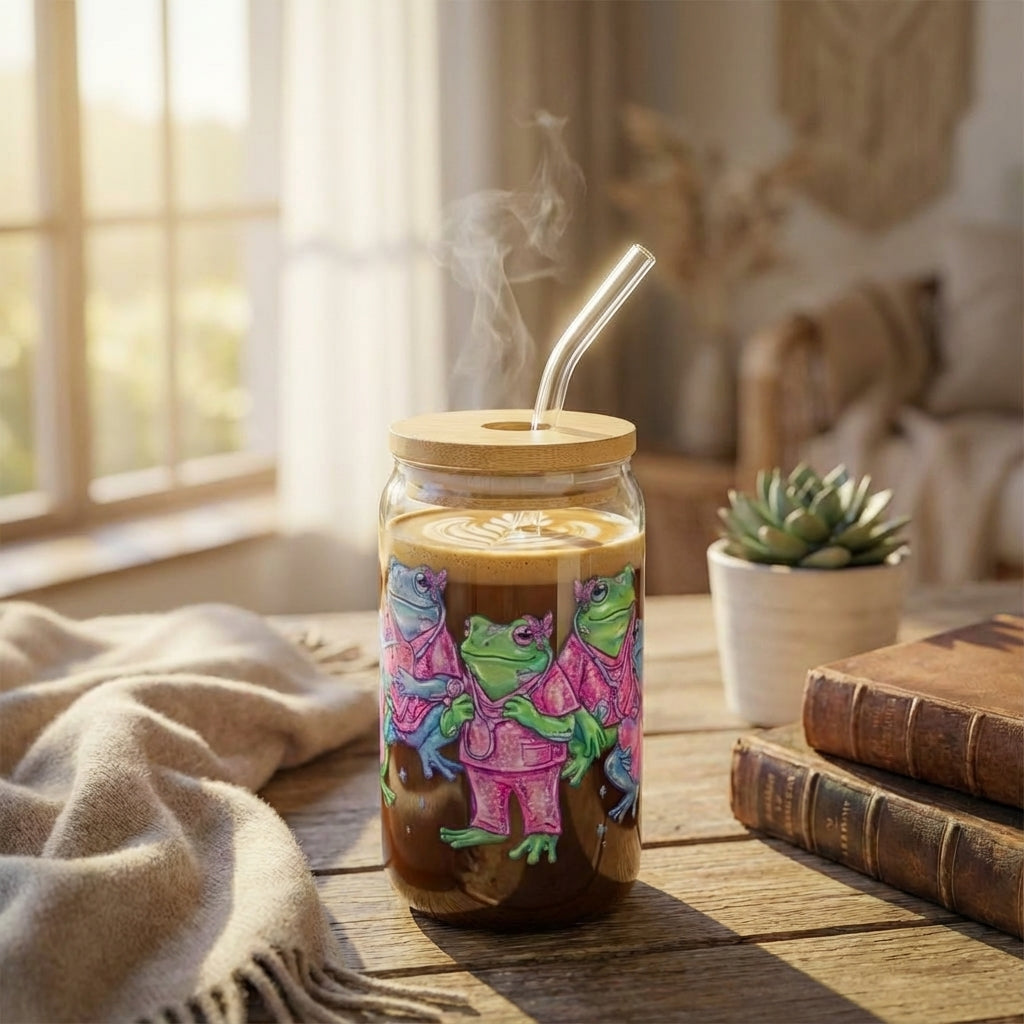 Y2K Frogs Nursing Sipper Glass - Hero Lifestyle