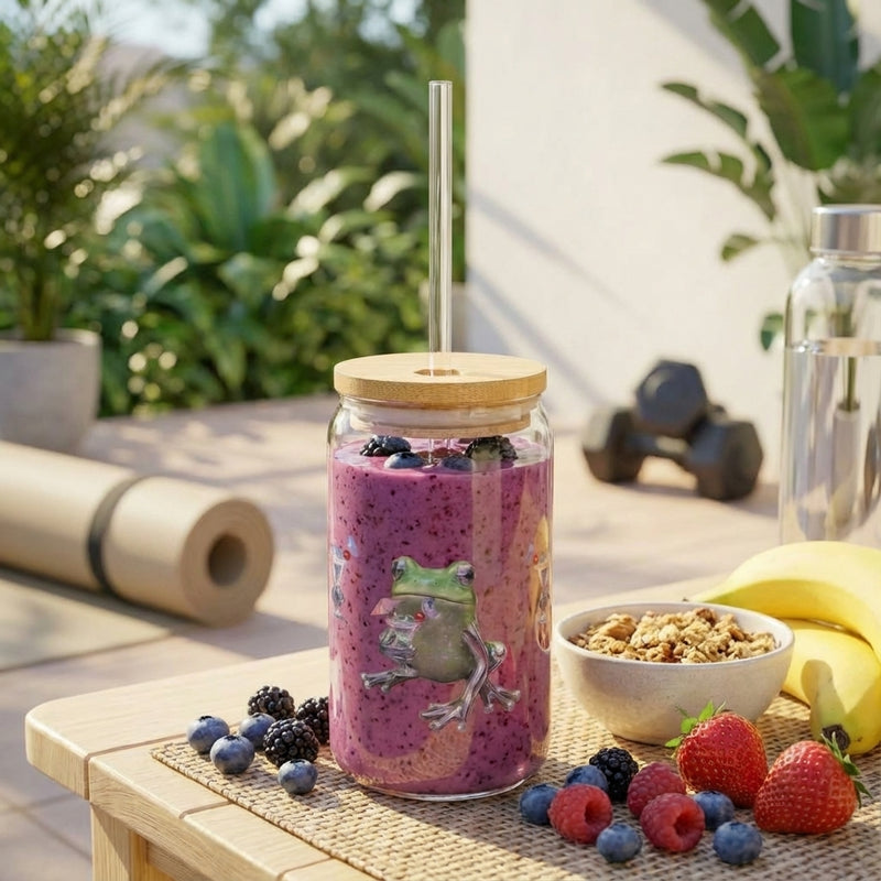 Y2K Frogs Party Sipper Glass with smoothie