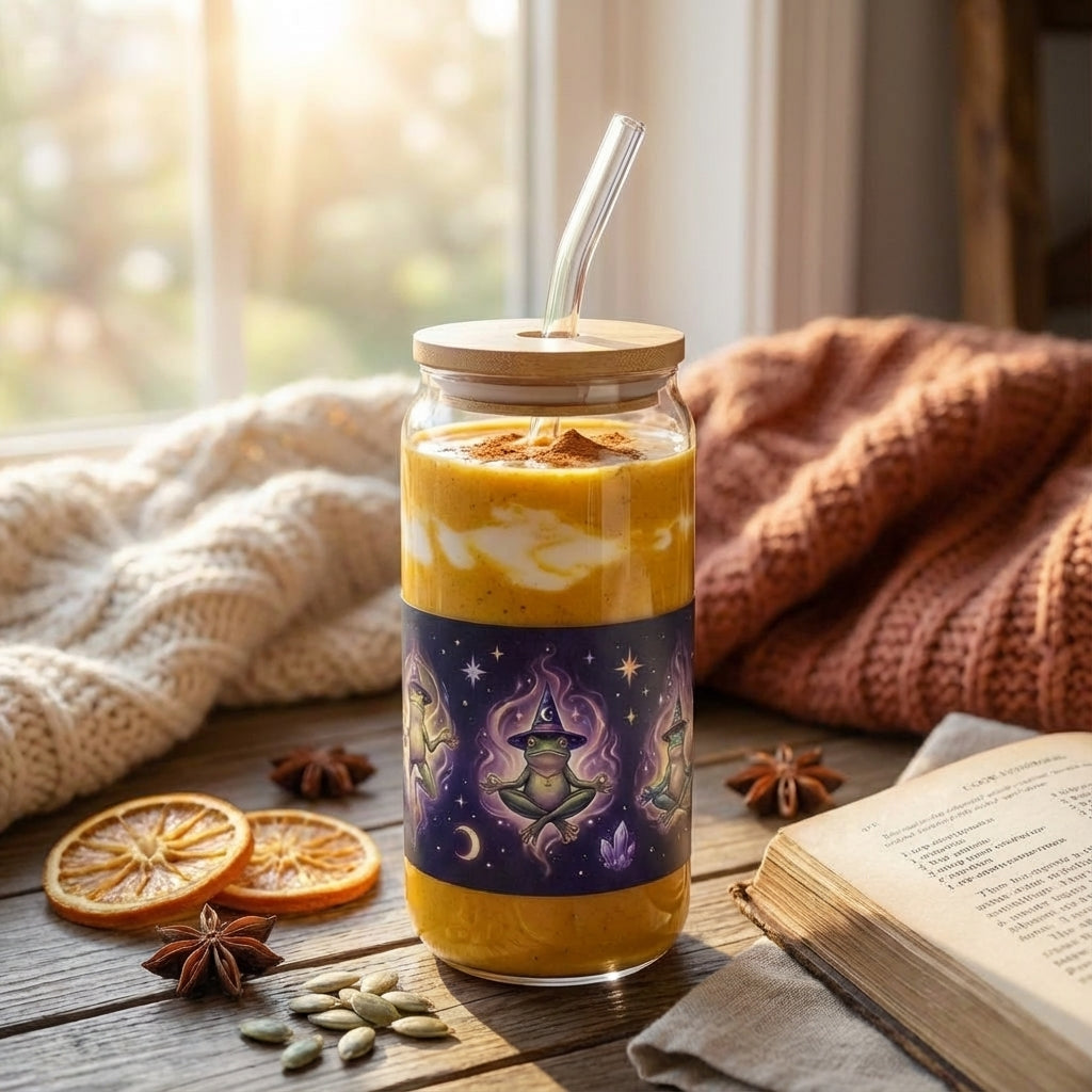 AI Generated Lifestyle Image - Wizard Frogs Magic Sipper Glass