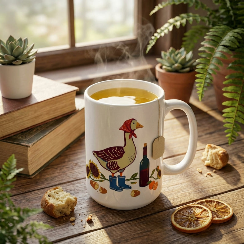 Silly Goose Social - Silly Sippin' Goose - 15oz Mug with tea