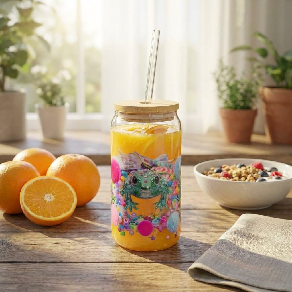 Y2K Frogs Sparkle Sipper Glass - Juice Lifestyle