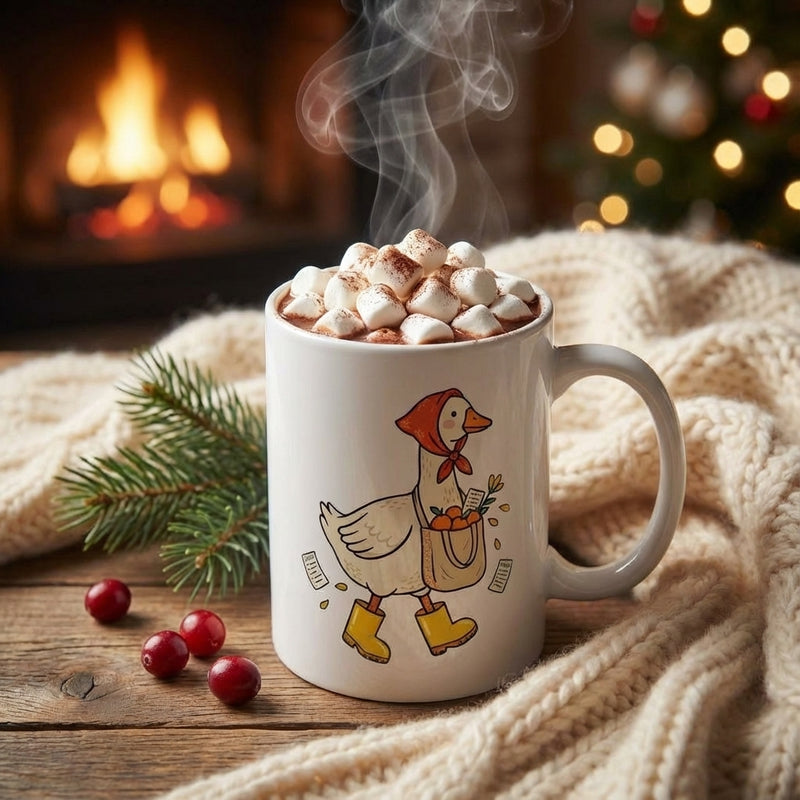 Silly Goose Social - Rainy Day Errands - 15oz Mug with hot cocoa