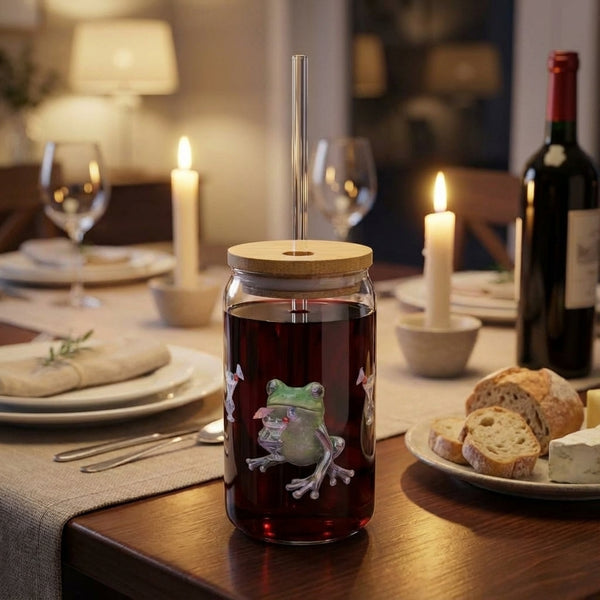 Y2K Frogs Party Sipper Glass with wine