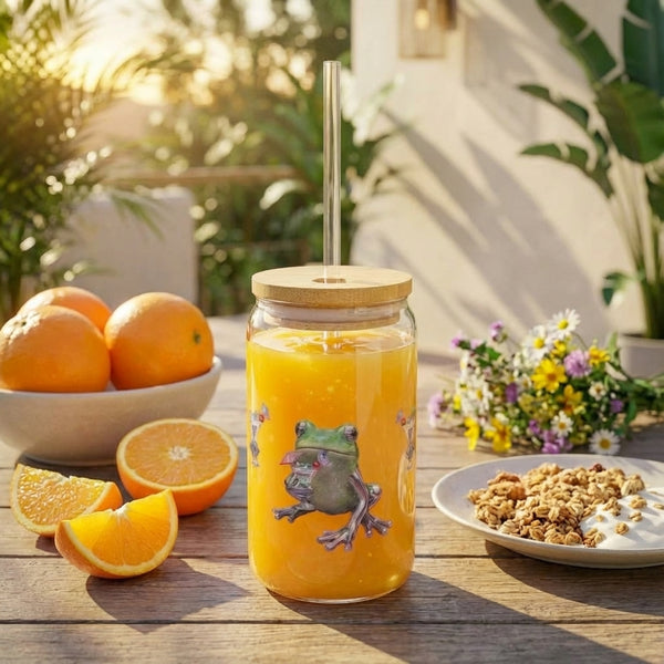 Y2K Frogs Party Sipper Glass with juice