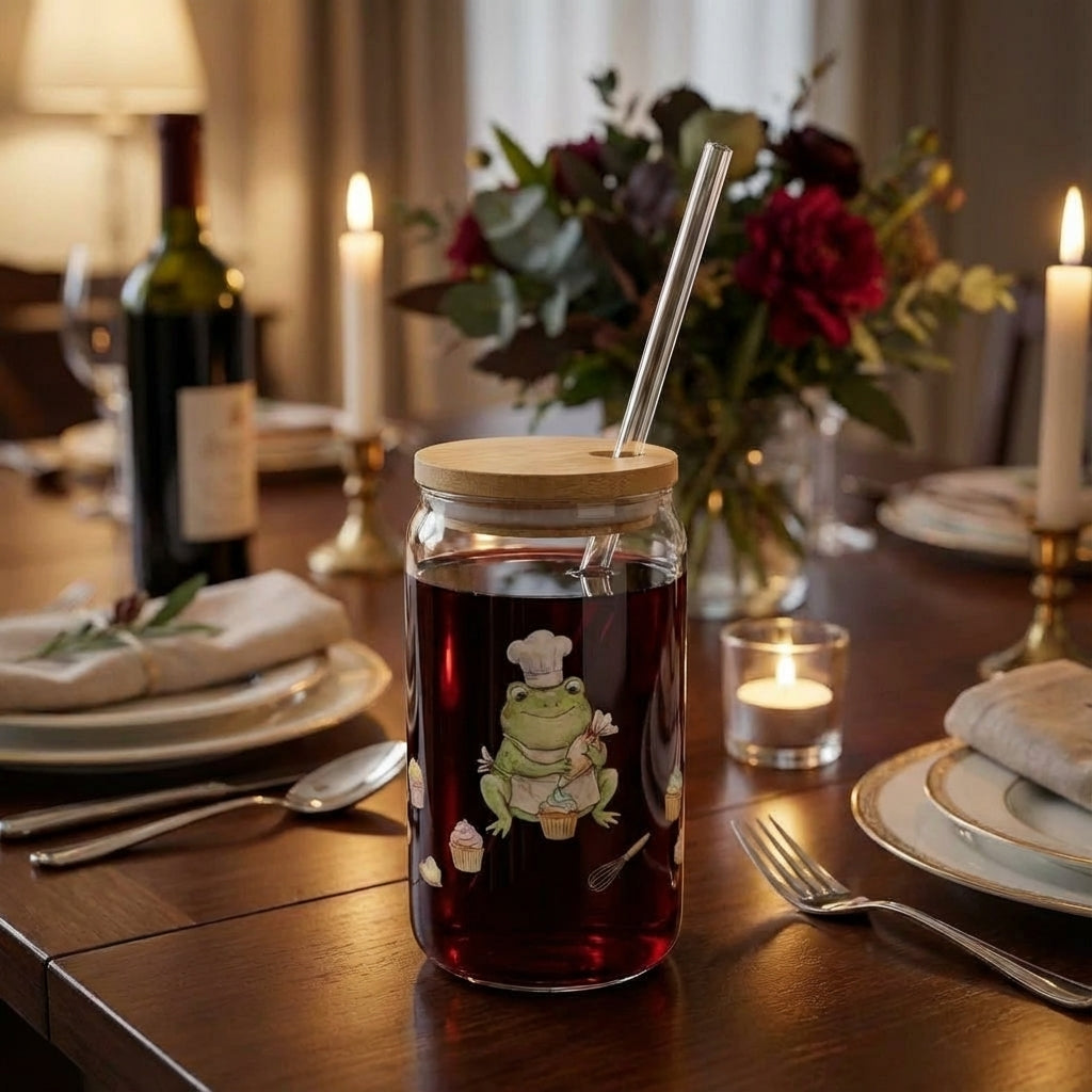 Watercolor Frogs Baking Sipper Glass - Wine Lifestyle