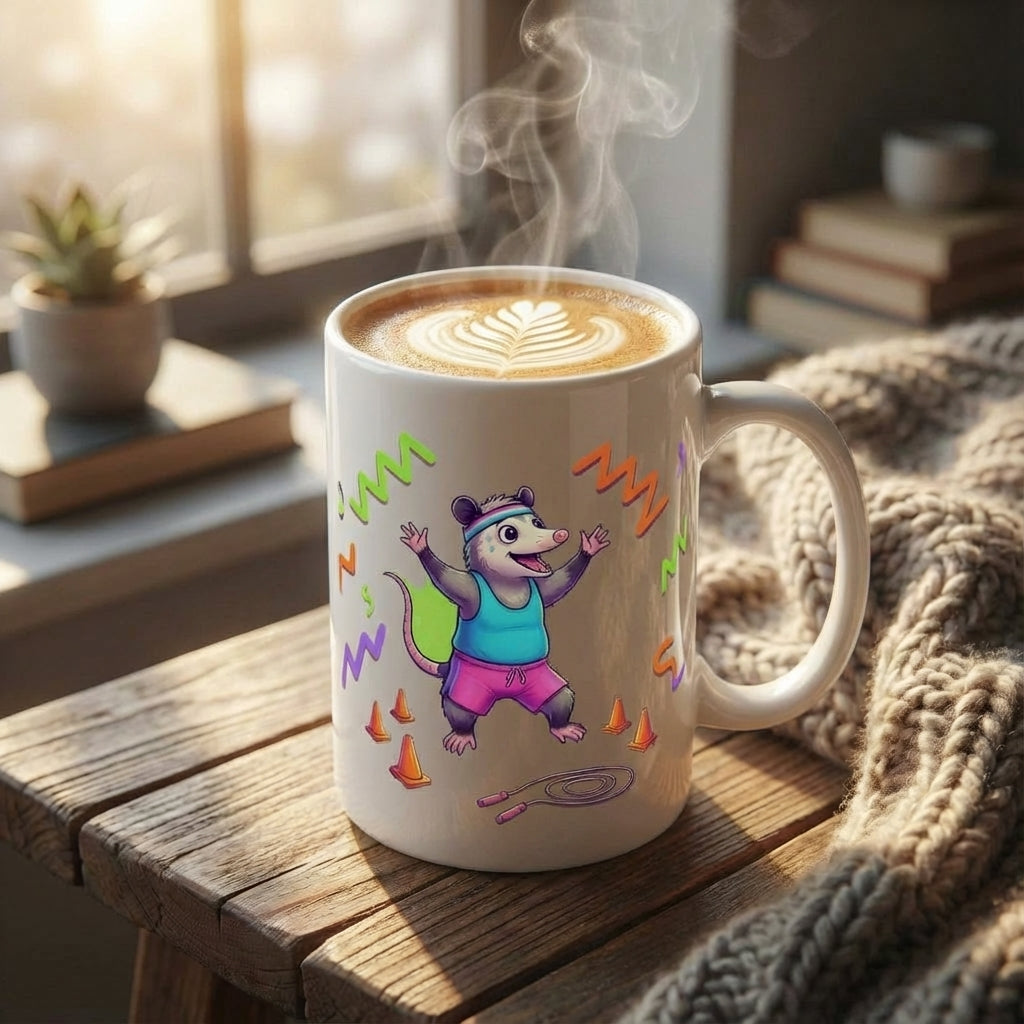 Neon Aerobics Possums - Possum Power Hour - 15oz Mug - Hero Lifestyle